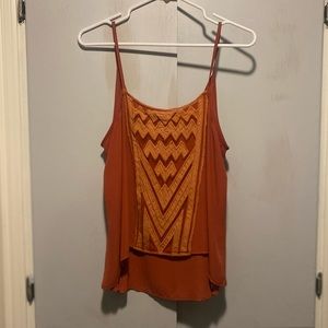 Rust flowy spaghetti strap tank top